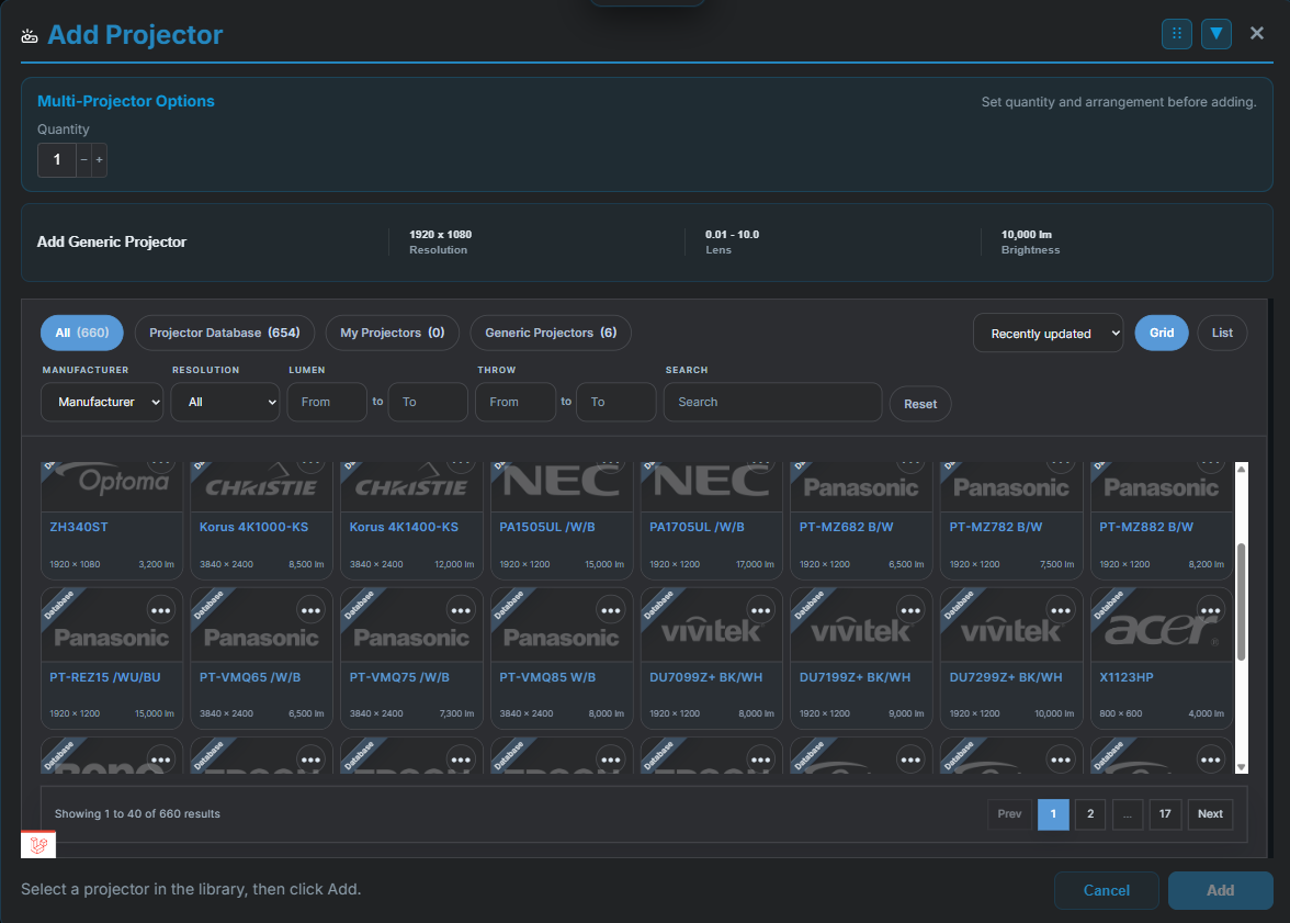 Projector library tools